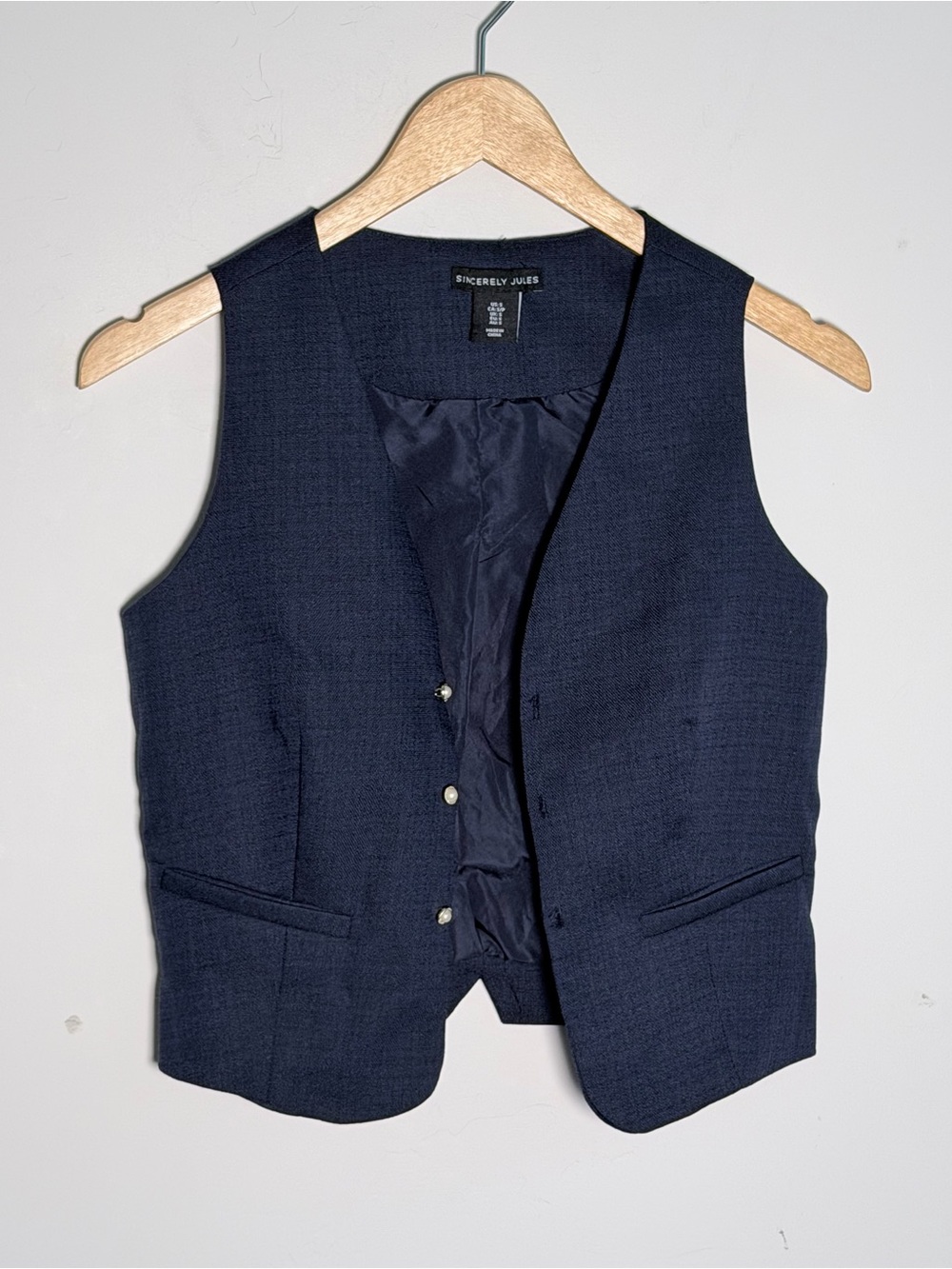 Sincerly Jules Navy Blue Tailored Women's Vest